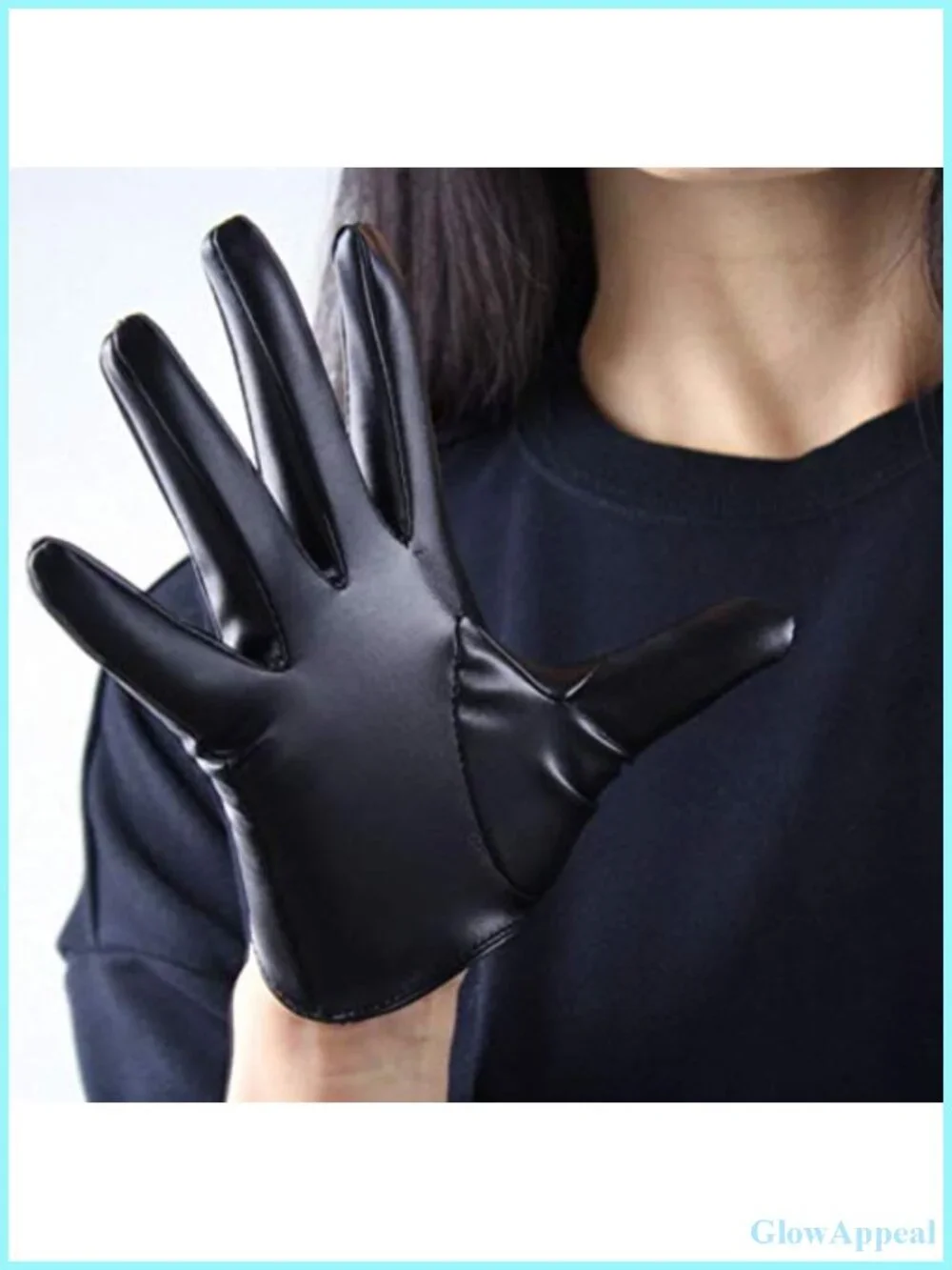 Women's Faux Leather Half Gloves 16cm/6